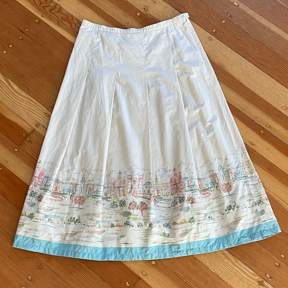 Pendleton Dresses & Skirts - Pendleton Cream and Blue Scenic Pleated A-Line‎ Midi Skirt 10